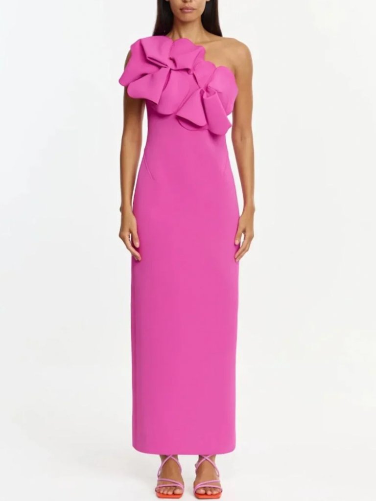 Best Acler Sabtani Maxi Dress Gown Au10/Us6 Pink Topaz One Shoulder